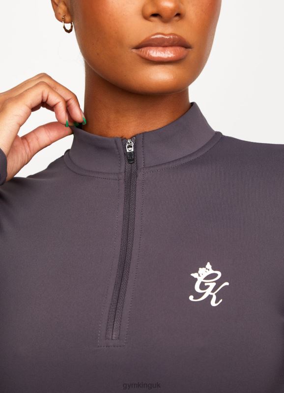 Gym King Impact 1/4 Zip Crop Soft Slate/Peach Women Clothing J2PFB476