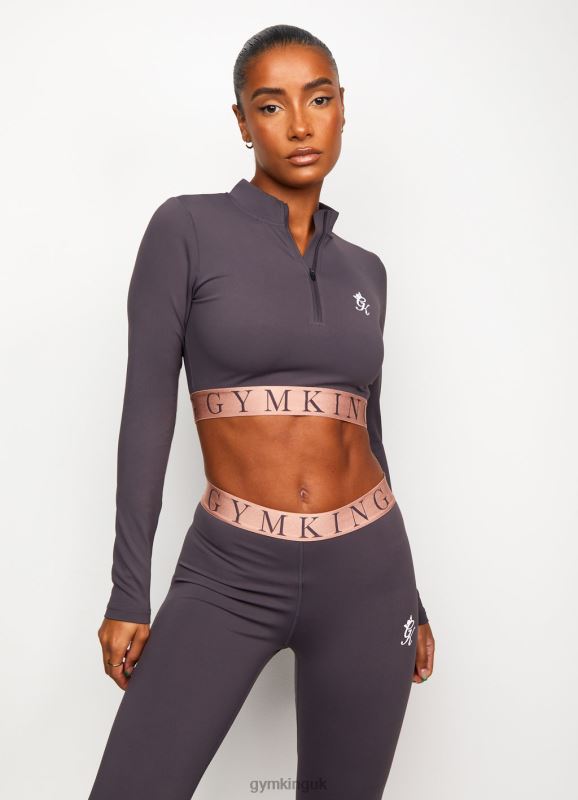 Gym King Impact 1/4 Zip Crop Soft Slate/Peach Women Clothing J2PFB476