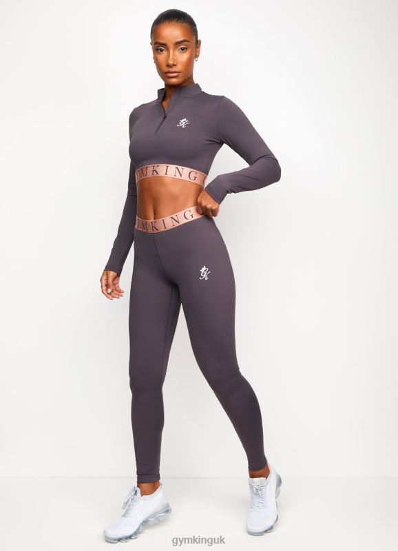 Gym King Impact 1/4 Zip Crop Soft Slate/Peach Women Clothing J2PFB476