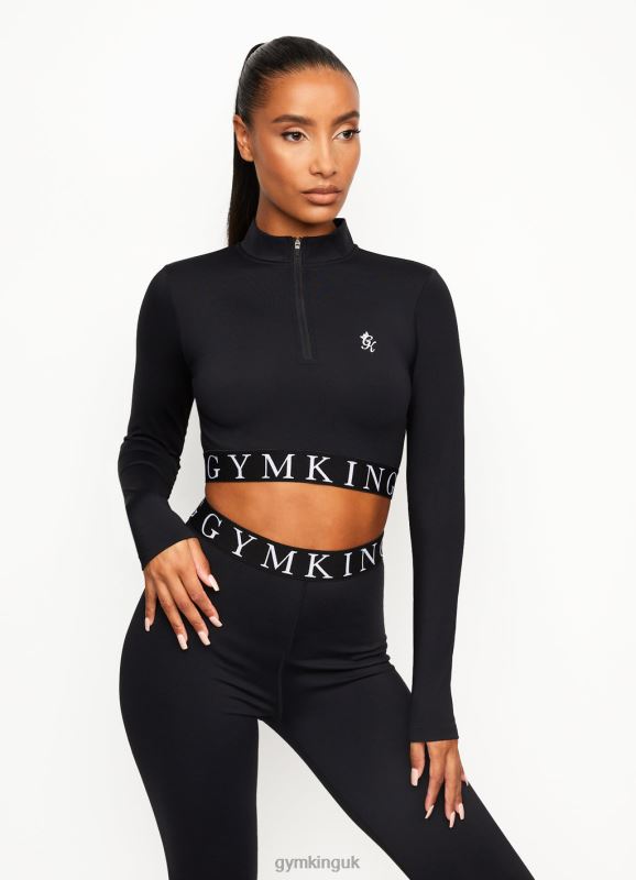 Gym King Impact 1/4 Zip Funnel Black Women Clothing J2PFB455