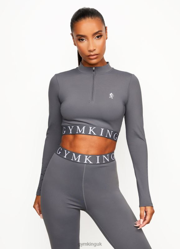 Gym King Impact 1/4 Zip Funnel Dark Grey Women Clothing J2PFB456