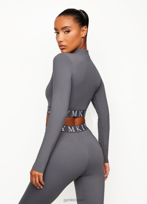 Gym King Impact 1/4 Zip Funnel Dark Grey Women Clothing J2PFB456