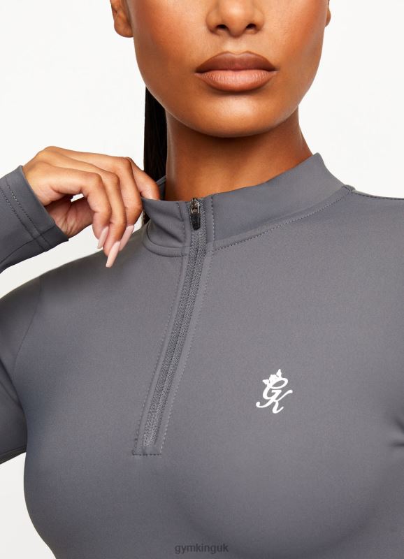 Gym King Impact 1/4 Zip Funnel Dark Grey Women Clothing J2PFB456