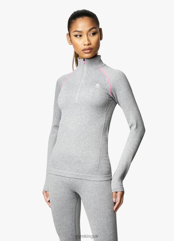 Gym King Intention Funnel Grey Marl/Cosmic Pink Women Clothing J2PFB443