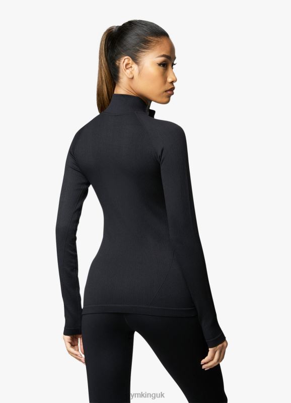 Gym King Intention Multi Rib 1/4 Funnel Black Women Clothing J2PFB437