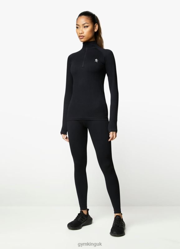 Gym King Intention Multi Rib 1/4 Funnel Black Women Clothing J2PFB437