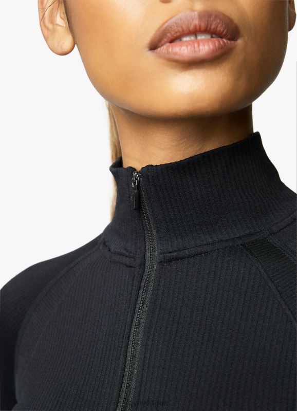 Gym King Intention Multi Rib 1/4 Funnel Black Women Clothing J2PFB437