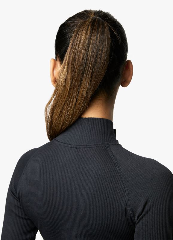 Gym King Intention Multi Rib 1/4 Funnel Black Women Clothing J2PFB437