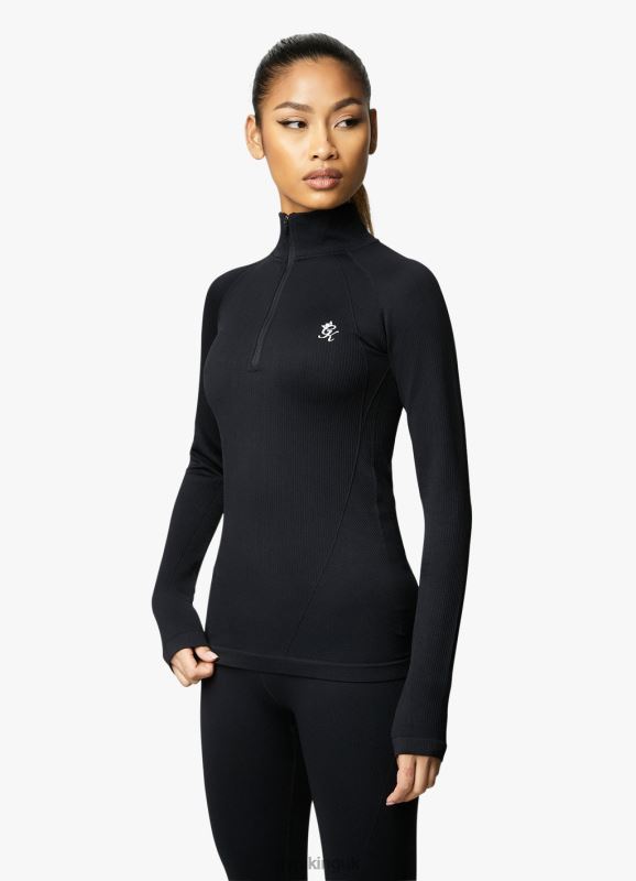 Gym King Intention Multi Rib 1/4 Funnel Black Women Clothing J2PFB437