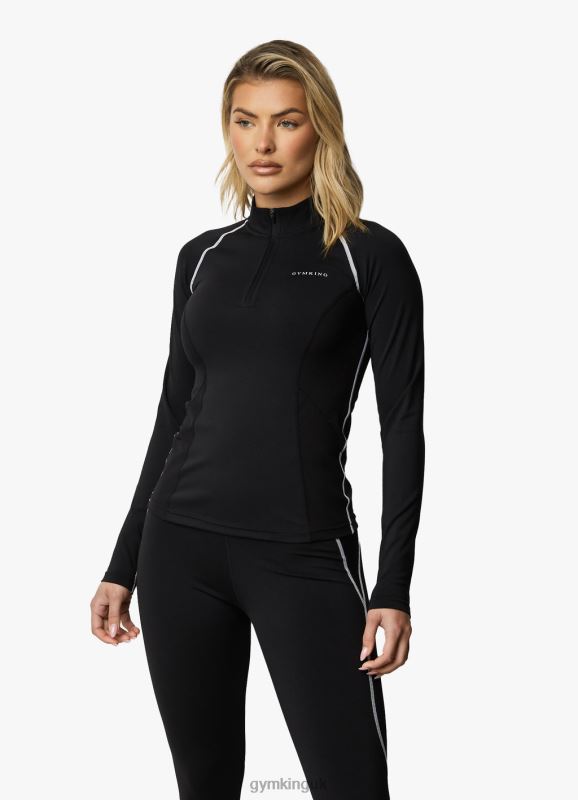Gym King Motivate 1/4 Zip Black/White Women Clothing J2PFB441