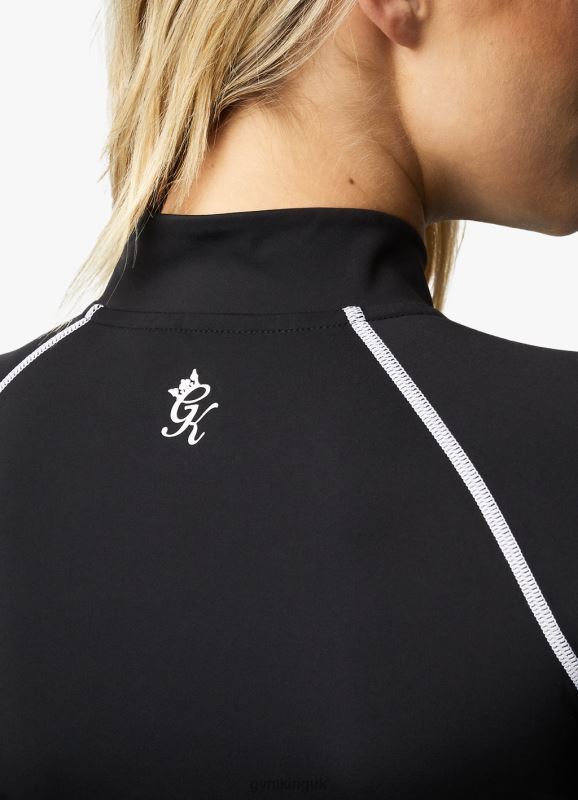 Gym King Motivate 1/4 Zip Black/White Women Clothing J2PFB441