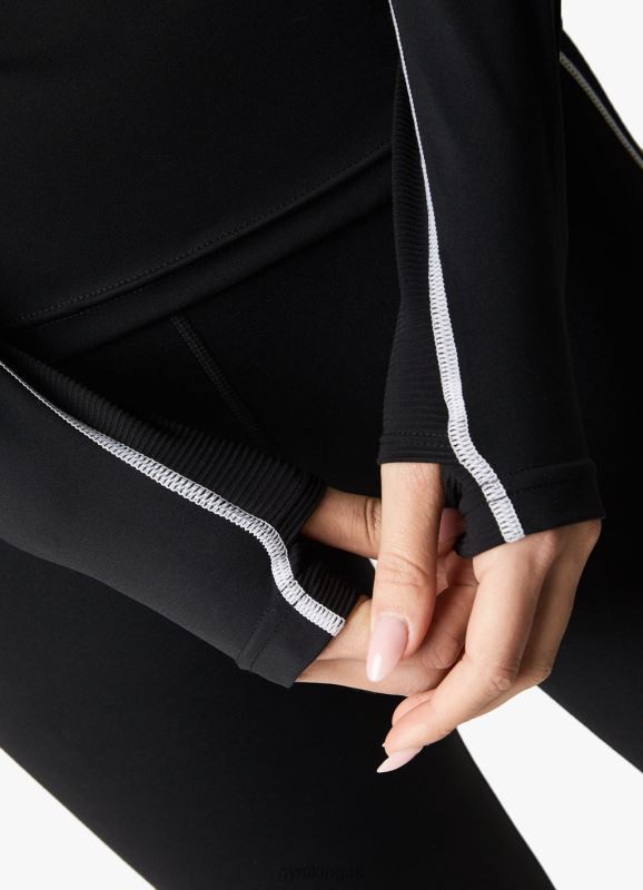 Gym King Motivate 1/4 Zip Black/White Women Clothing J2PFB441