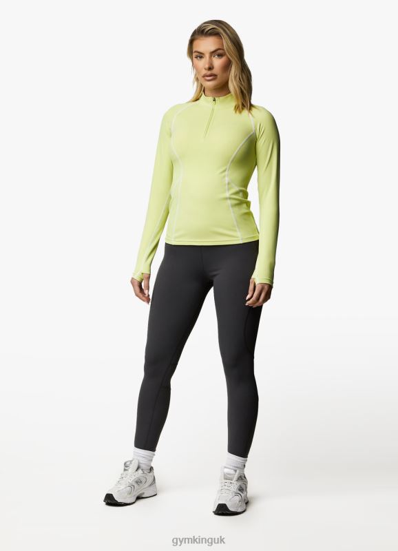 Gym King Motivate 1/4 Zip Graphite/Lime Women Clothing J2PFB445
