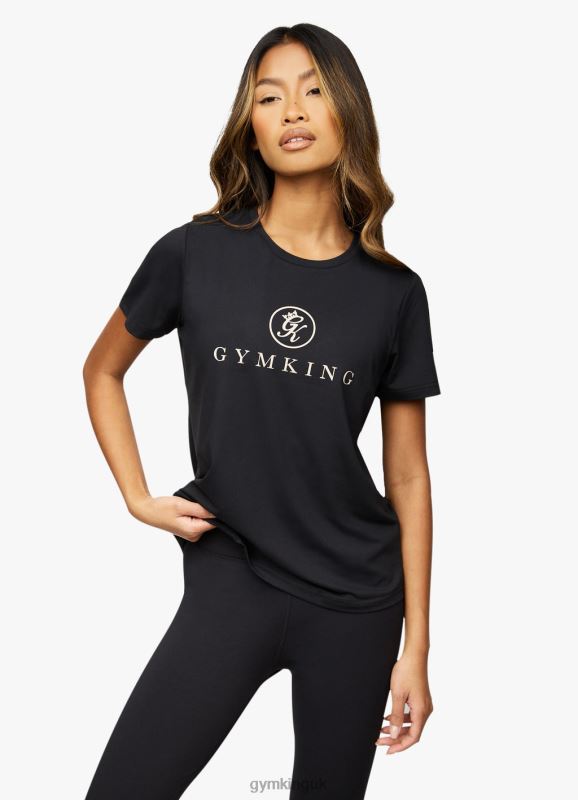 Gym King Pro Logo Tee Black/Rose Gold Women Clothing J2PFB468