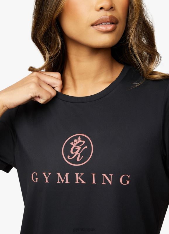 Gym King Pro Logo Tee Black/Rose Gold Women Clothing J2PFB468