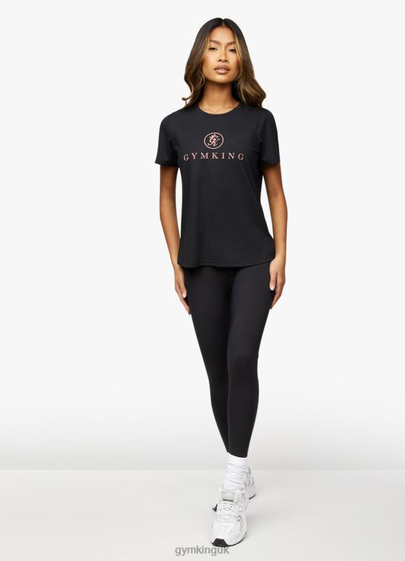 Gym King Pro Logo Tee Black/Rose Gold Women Clothing J2PFB468