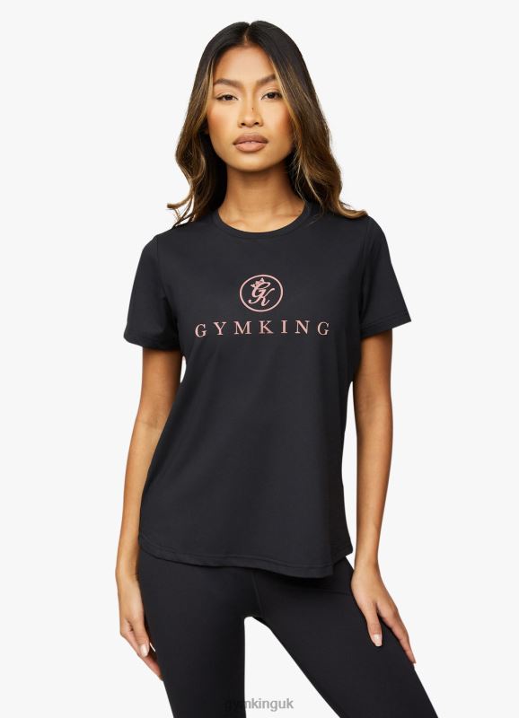 Gym King Pro Logo Tee Black/Rose Gold Women Clothing J2PFB468