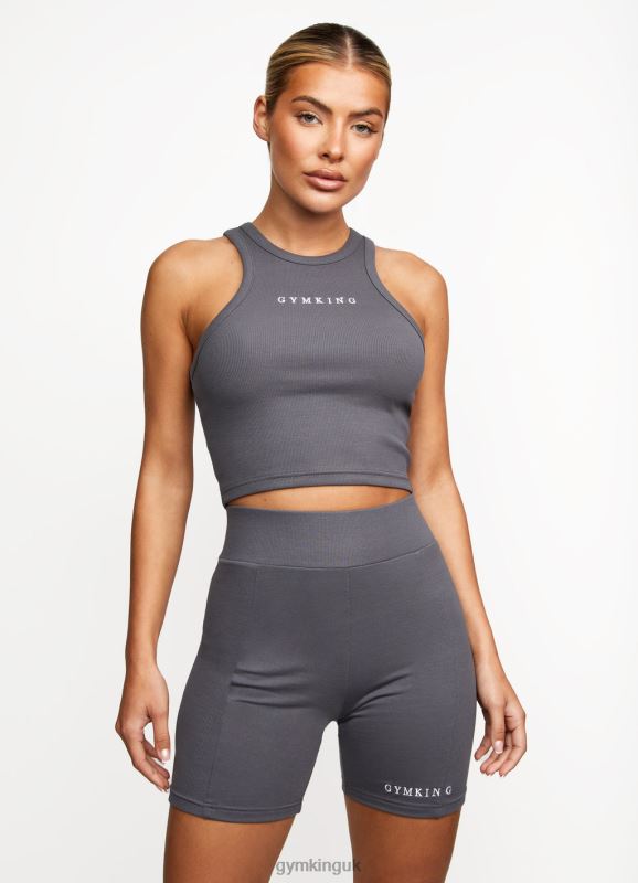Gym King Release Rib Racer Tank Dark Grey Women Clothing J2PFB464