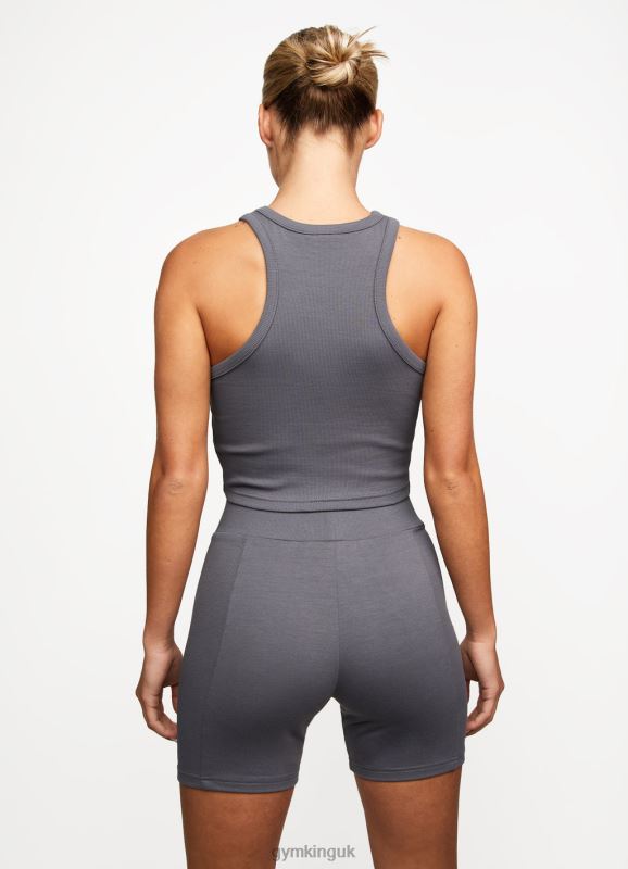 Gym King Release Rib Racer Tank Dark Grey Women Clothing J2PFB464