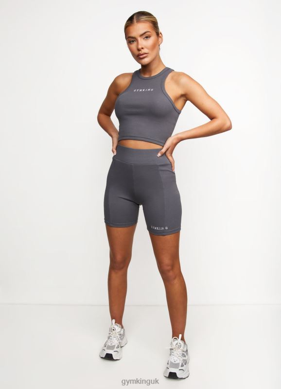 Gym King Release Rib Racer Tank Dark Grey Women Clothing J2PFB464
