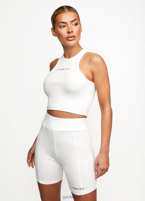 Gym King Release Rib Racer Tank Off-White Women Clothing J2PFB463