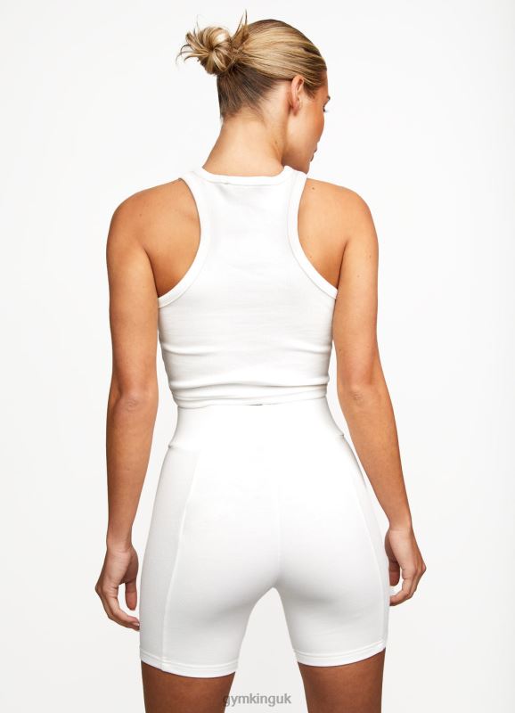 Gym King Release Rib Racer Tank Off-White Women Clothing J2PFB463