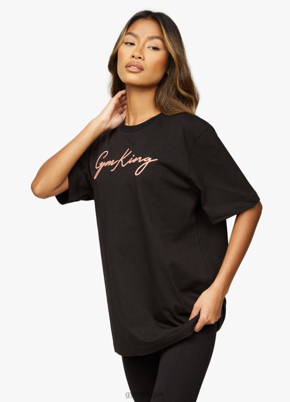Gym King Script Bf Tee Black/Rose Gold Women Clothing J2PFB469