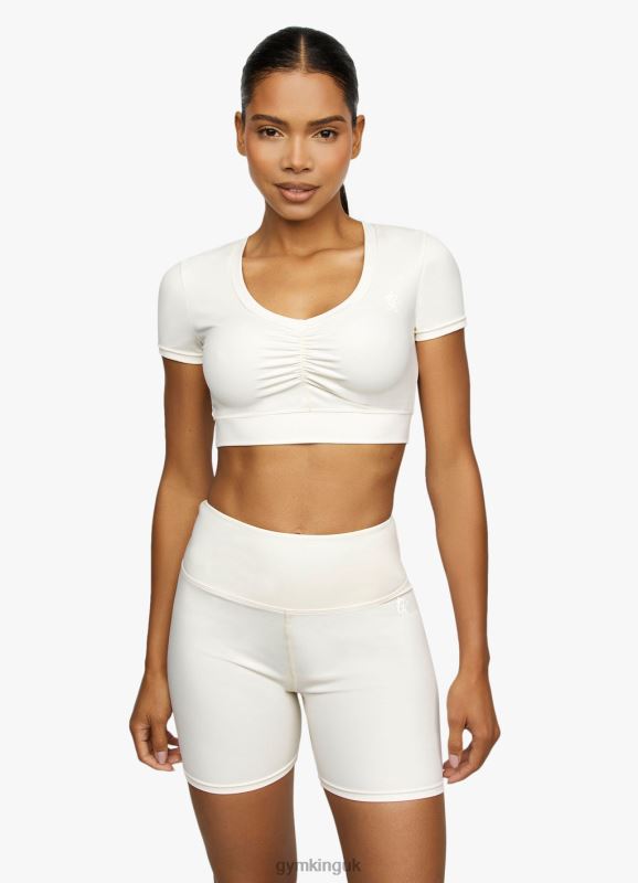 Gym King Scrunch Cap Sleeve Tee Cream Women Clothing J2PFB478