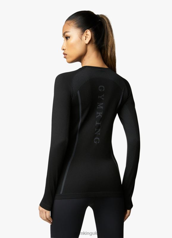Gym King Seamless Ls Tee Black Women Clothing J2PFB444