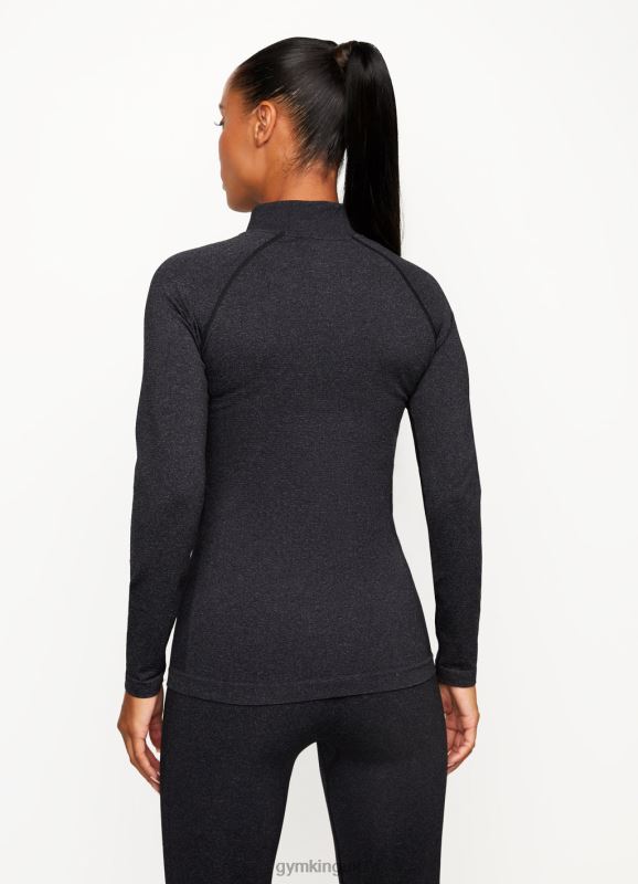Gym King Seamless Results 1/4 Zip Funnel Black Women Clothing J2PFB490