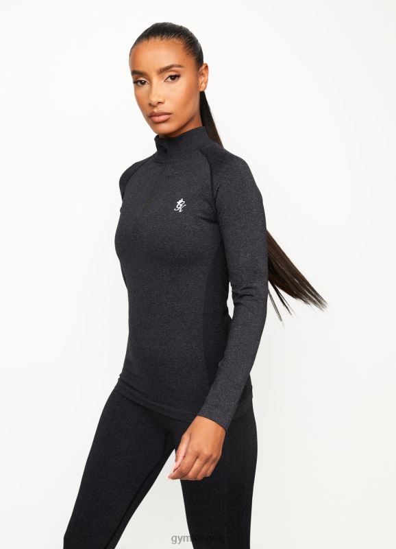 Gym King Seamless Results 1/4 Zip Funnel Black Women Clothing J2PFB490