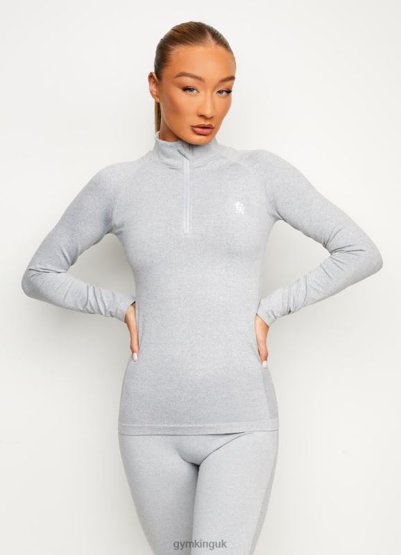 Gym King Seamless Results 1/4 Zip Funnel Ice Melange Women Clothing J2PFB451