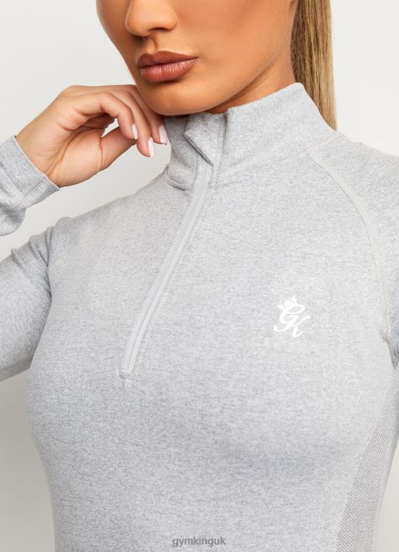 Gym King Seamless Results 1/4 Zip Funnel Ice Melange Women Clothing J2PFB451