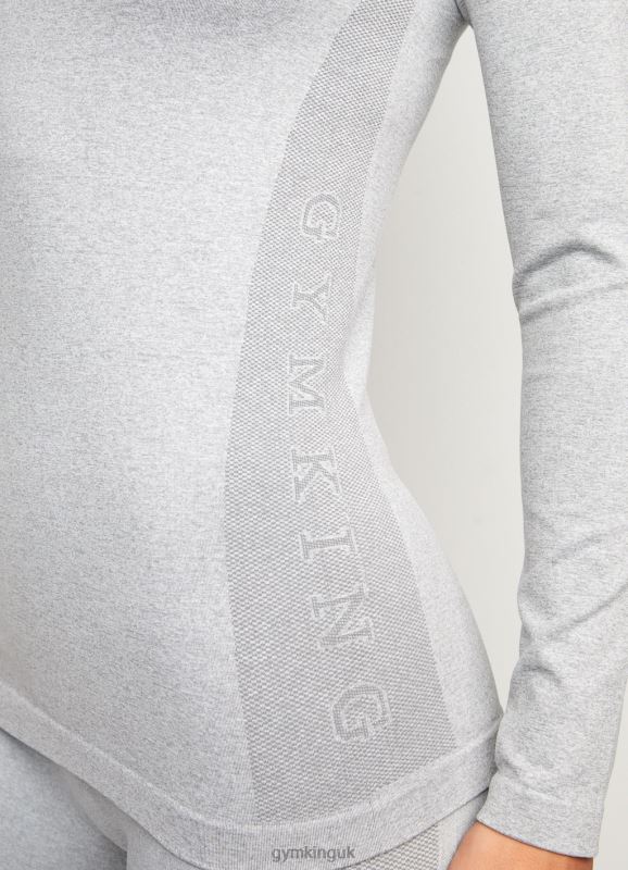 Gym King Seamless Results 1/4 Zip Funnel Ice Melange Women Clothing J2PFB451