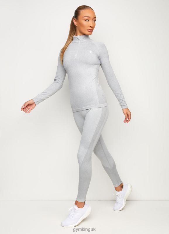 Gym King Seamless Results 1/4 Zip Funnel Ice Melange Women Clothing J2PFB451
