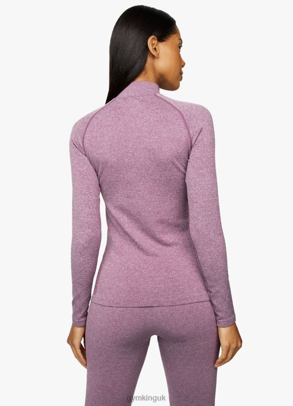 Gym King Seamless Results 1/4 Zip Funnel Plum Marl Women Clothing J2PFB462