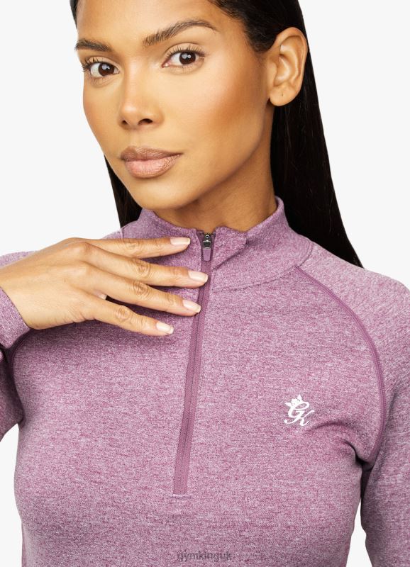 Gym King Seamless Results 1/4 Zip Funnel Plum Marl Women Clothing J2PFB462